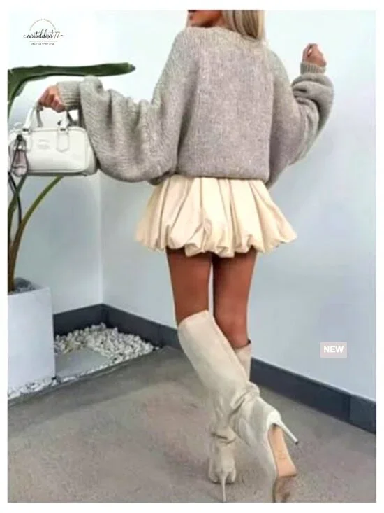 Y2K Bubble Short Skirt Elastic Waist Pleated Hem Puffy Mini - Picture 2 of 3